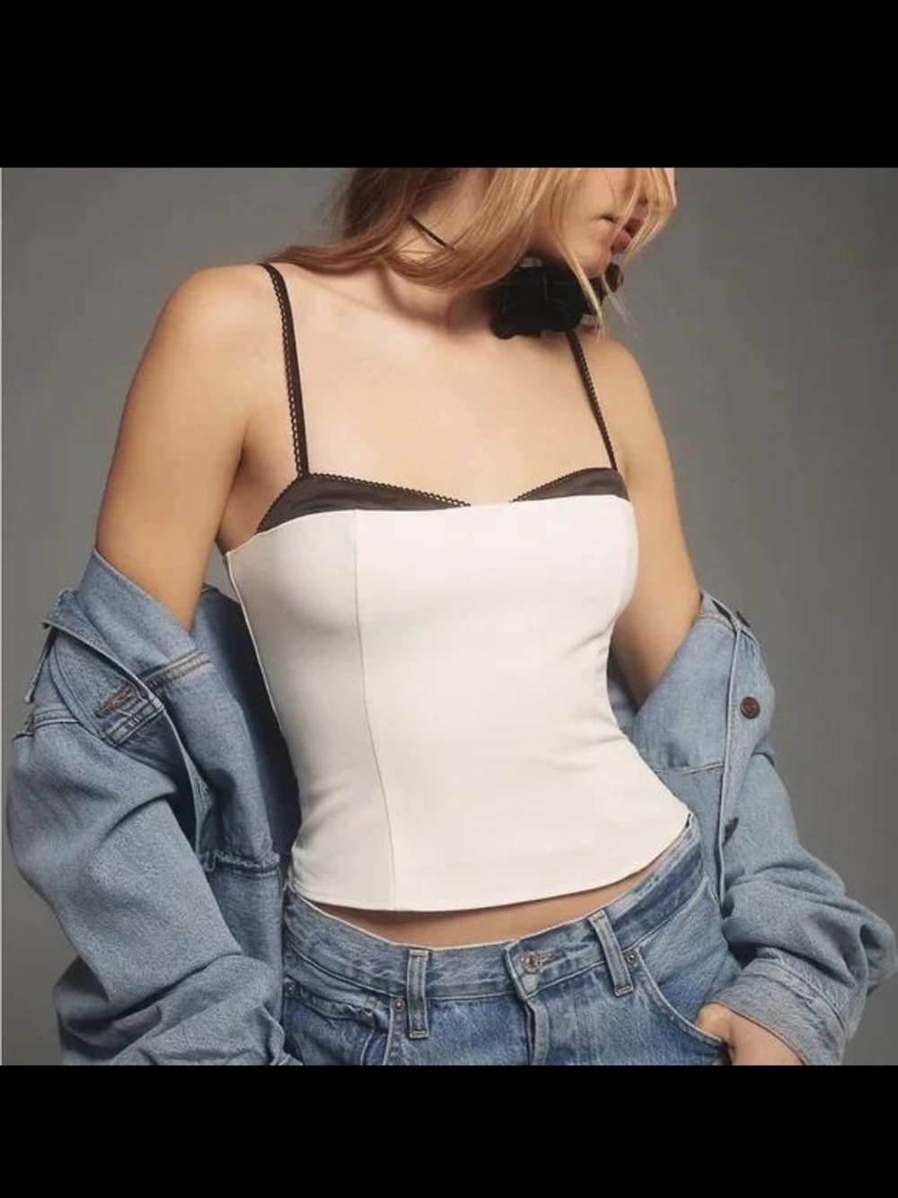 Reformation Melanie Top Ivory Black Trim Size 4